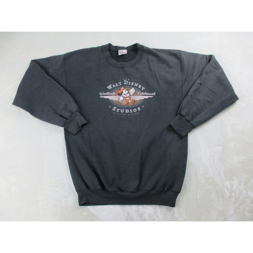 VINTAGE Disney Sweater Mens‎ Medium Gray Mickey Mouse Pullover USA*